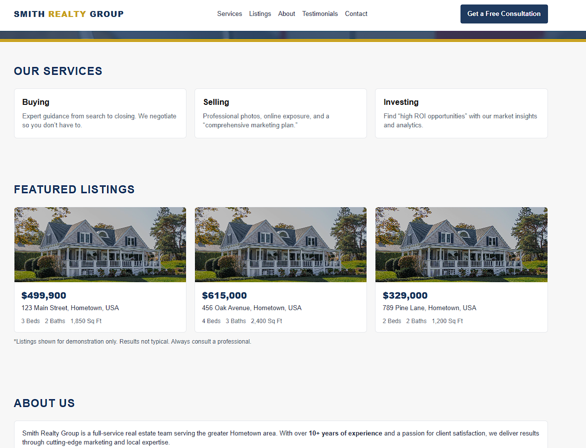 Example of generic, low-attention template layout